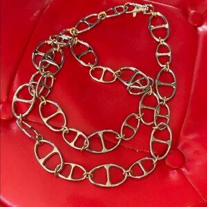 Women's Chain Belt Silver Gold Small-Medium Metal Links Oval Biker Casual Ladies